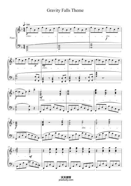 “Gravity Falls Theme”钢琴谱-Needmorse-免费下载-天天钢琴