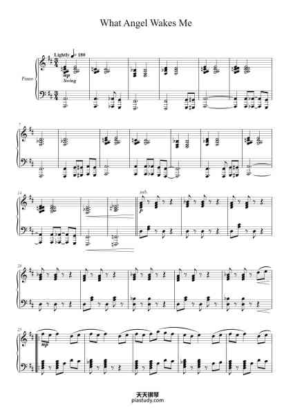 “What Angel Wakes Me”钢琴谱-Composed by Masayoshi Soken-免费下载-天天钢琴