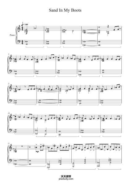 “Sand In My Boots”钢琴谱-Harteharte Evedn-免费下载-天天钢琴