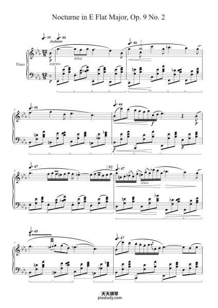 “Nocturne in E Flat Major, Op. 9 No. 2”钢琴谱-Frederic Francois Chopin
(1810-1849)-免费下载-天天钢琴