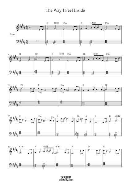 “The Way I Feel Inside”钢琴谱-The Zombies
Arranged by Todd Anderson
-免费下载-天天钢琴