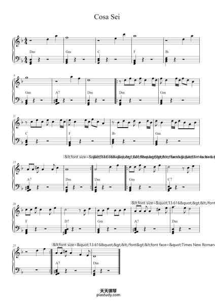 “Cosa Sei”钢琴谱-D.Farina-免费下载-天天钢琴