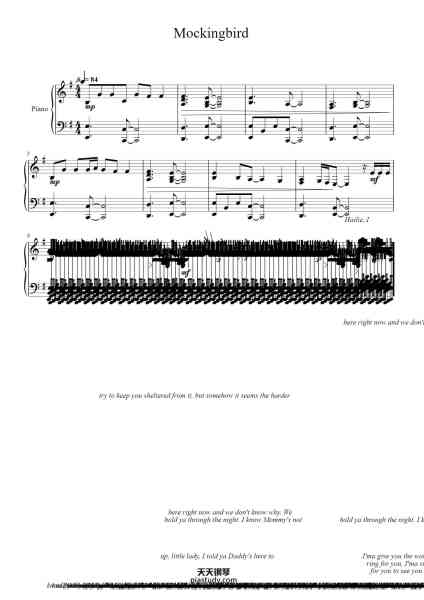 “Mockingbird”钢琴谱-Krisrol Petthew-免费下载-天天钢琴