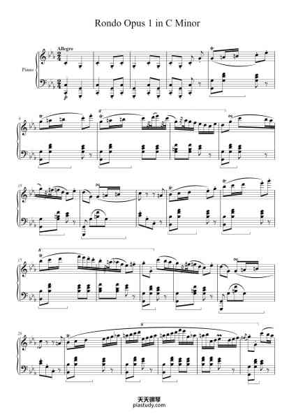 “Rondo Opus 1 in C Minor”钢琴谱-Frédéric François Chopin
(1810 - 1849)-免费下载-天天钢琴
