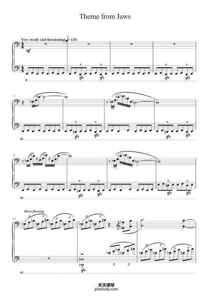 “Theme from Jaws”钢琴谱-By JOHN WILLIAMS-免费下载-天天钢琴