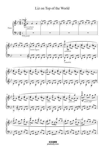 “Liz on Top of the World - Pride and Prejudice”钢琴谱-Kylecroft Galeck-免费下载-天天钢琴