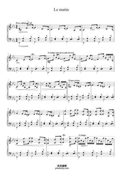 “Le matin”钢琴谱-Yann Tiersen-免费下载-天天钢琴