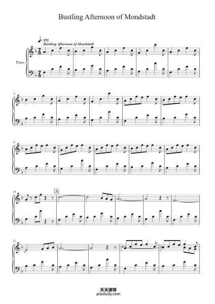“Bustling Afternoon of Mondstadt”钢琴谱-Pitcas-免费下载-天天钢琴