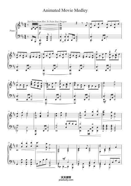 “Animated Movie Medley”钢琴谱-Arr. by Emma Paras-免费下载-天天钢琴