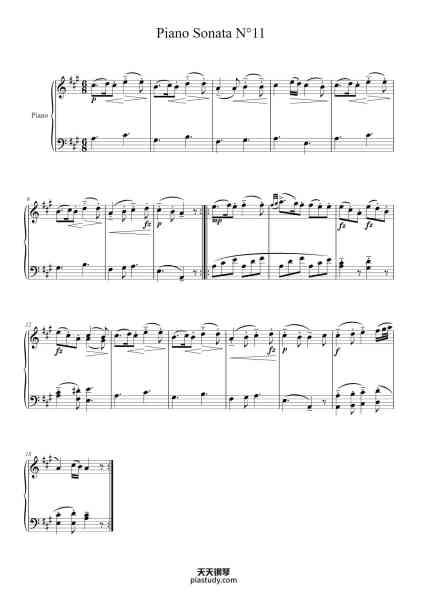 “Piano Sonata No. 11 in A Major, K. 331”钢琴谱-
Mozart 
Arrangement : BD
-免费下载-天天钢琴