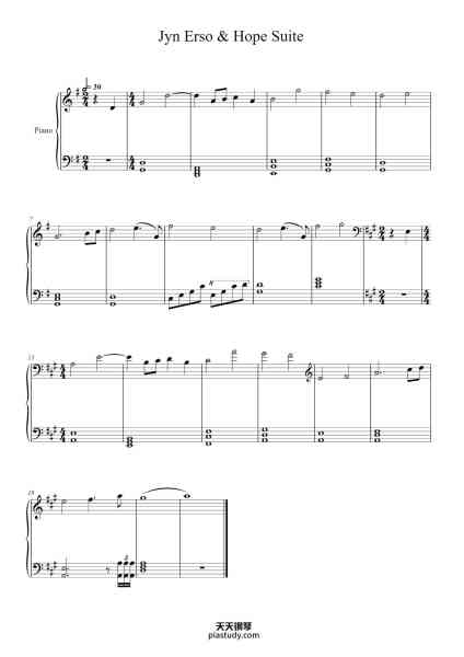 “Jyn Erso & Hope Suite (Rogue One)”钢琴谱-Michael Giacchino-免费下载-天天钢琴