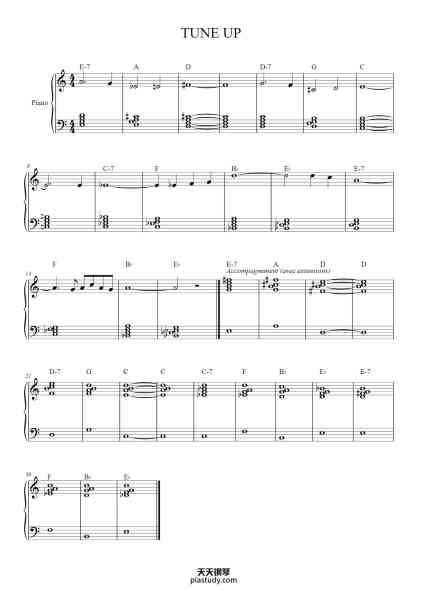 “TUNE UP”钢琴谱-MILES DAVIS -免费下载-天天钢琴