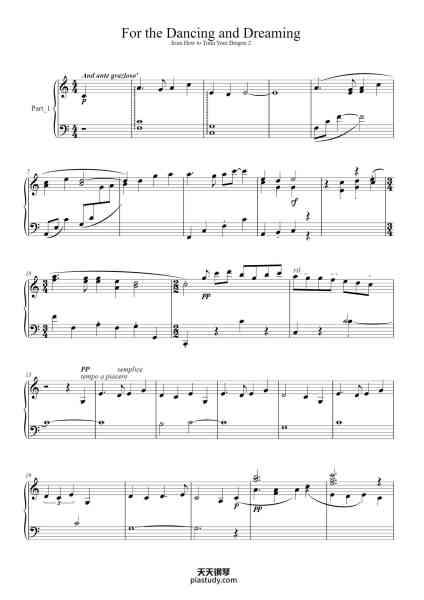 “For the Dancing and the Dreaming”钢琴谱-and JOHN POWELL-免费下载-天天钢琴