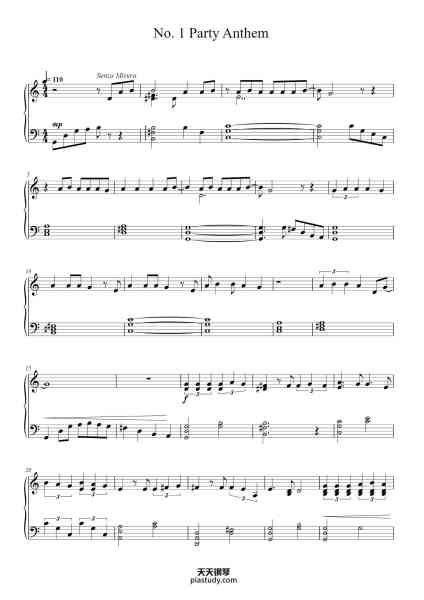 “No. 1 Party Anthem”钢琴谱-Arctic Monkeys 
Arr. Lucky Piano-免费下载-天天钢琴