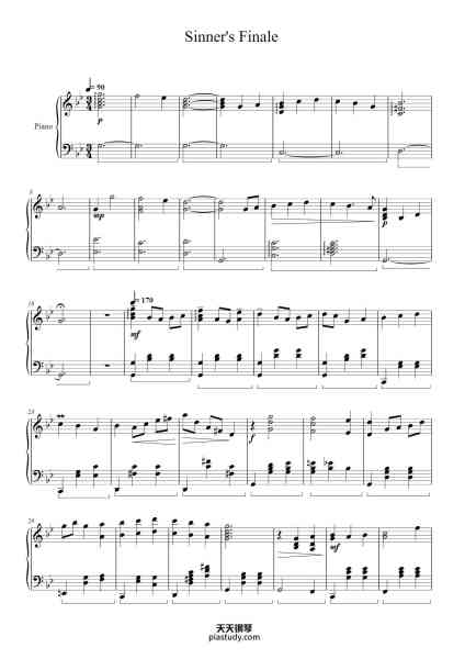 “Sinner's Finale - Focalors Dance Theme”钢琴谱-Composed by: HOYO-MiX
Referenced from: Sarut Ardnarong and Animuz-免费下载-天天钢琴