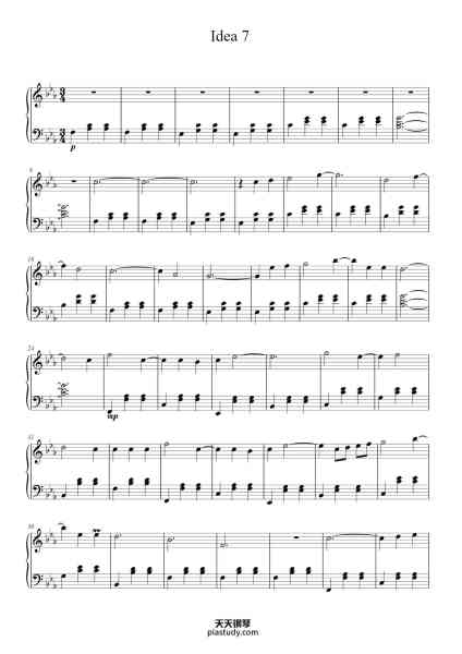 “Idea 7”钢琴谱-Gibran Alcocer-免费下载-天天钢琴
