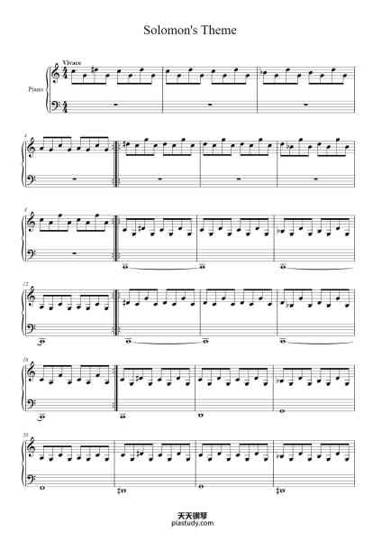“Solomon's Theme”钢琴谱-Misc Computer Games-免费下载-天天钢琴