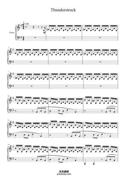 “Thunderstruck”钢琴谱-Angus Young & Malcom Young-免费下载-天天钢琴