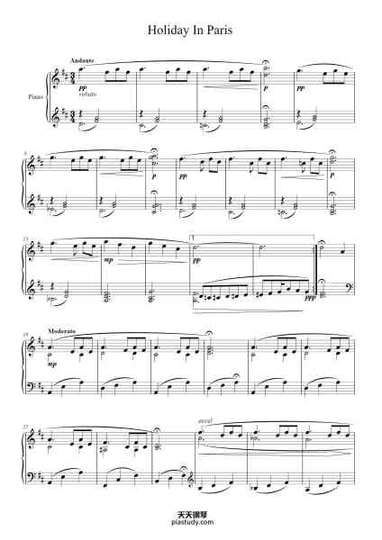 “Holiday In Paris”钢琴谱-William Gillock-免费下载-天天钢琴