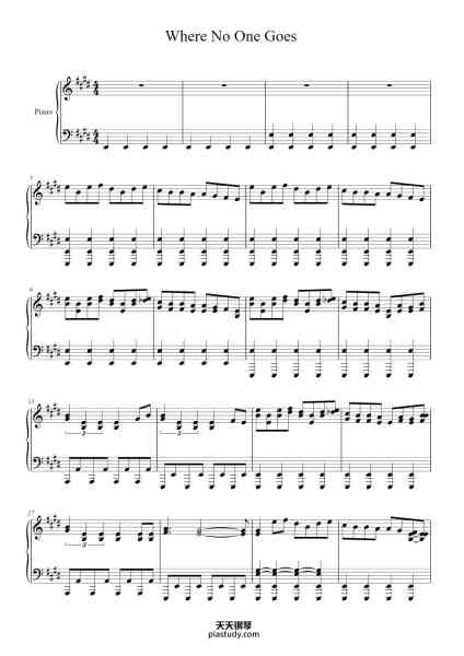 “Where No One Goes”钢琴谱-Jónsi and John Powell-免费下载-天天钢琴