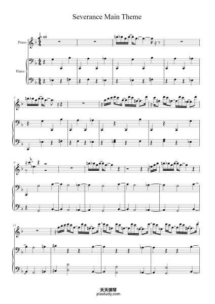 “Severance Main Theme”钢琴谱-Theodore Shapiro
Arranged by X-Pinky
-免费下载-天天钢琴