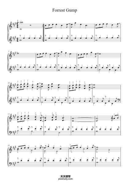 “Forrest Gump”钢琴谱-Musik von Alan Silvestri-免费下载-天天钢琴