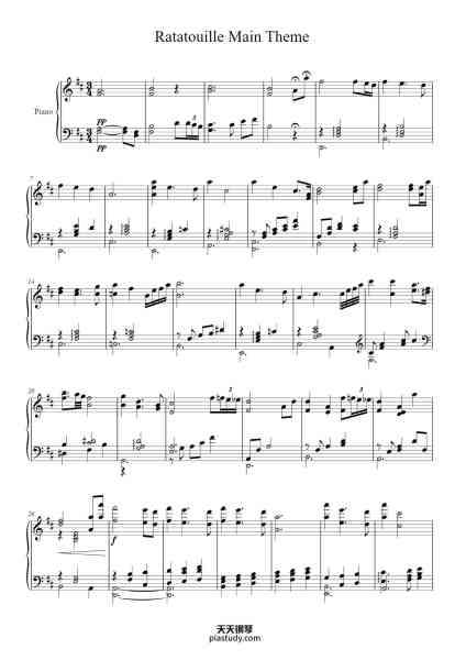 “Ratatouille Main Theme”钢琴谱-Michael Giacchino-免费下载-天天钢琴