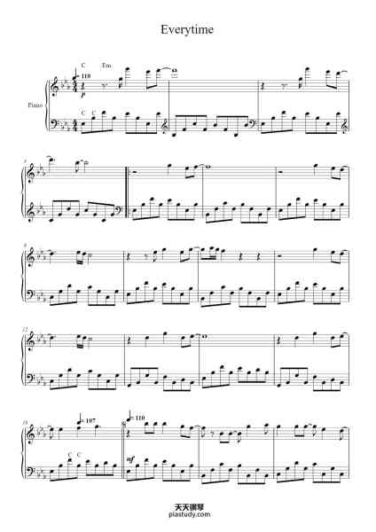 “Everytime”钢琴谱-Joyceel Zavelt-免费下载-天天钢琴