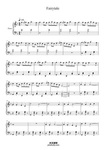 “Fairytale”钢琴谱-Alexander Rybak-免费下载-天天钢琴