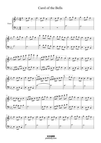 “Carol of the Bells”钢琴谱-arr. Natalie Marrero-免费下载-天天钢琴
