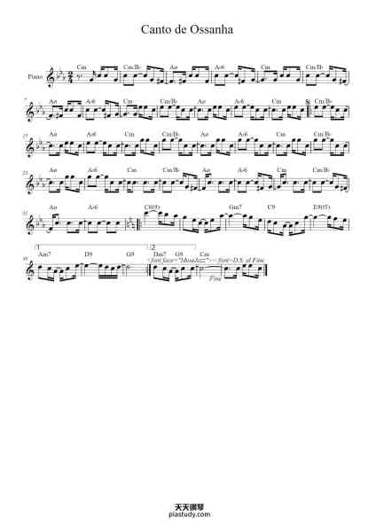“Canto de Ossanha”钢琴谱-Baden Powell & Vinícius de Moraes-免费下载-天天钢琴
