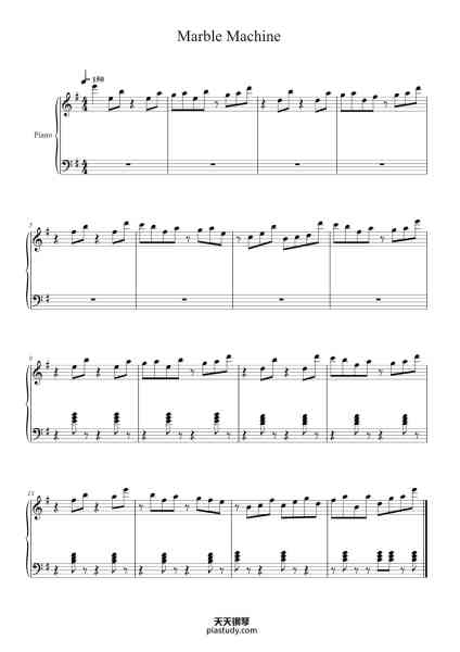 “Marble Machine”钢琴谱-Forsther Springlee-免费下载-天天钢琴