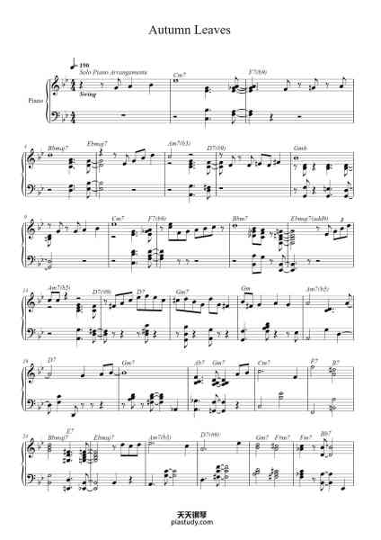 “Autumn Leaves”钢琴谱-Joseph Kosma-免费下载-天天钢琴