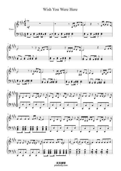 “Wish You Were Here”钢琴谱-Avril Lavigne-免费下载-天天钢琴