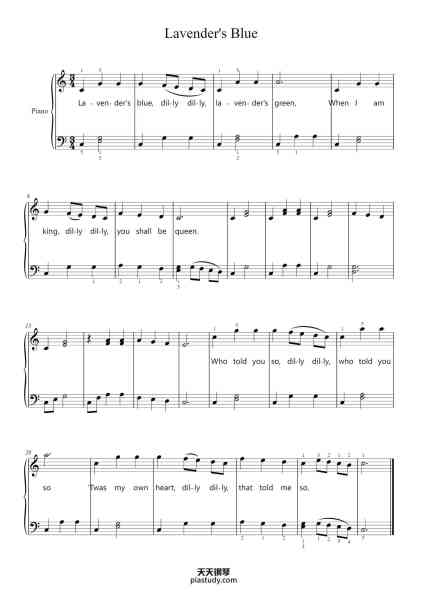 “Lavender's Blue”钢琴谱-Misc Traditional-免费下载-天天钢琴