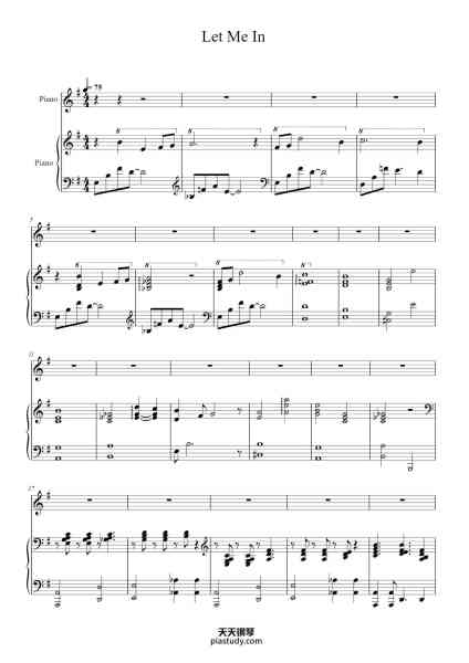 “Let Me In”钢琴谱-Wang Kim-免费下载-天天钢琴