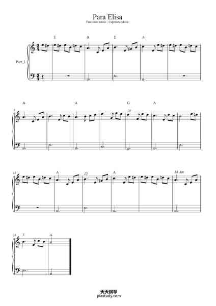 “Für Elise, WoO 59”钢琴谱-Ludwig Van Beethoven-免费下载-天天钢琴