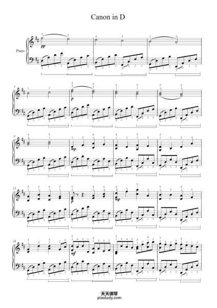 “Canon in D Major”钢琴谱-Johann Pachelbel
(1653-1706) -免费下载-天天钢琴