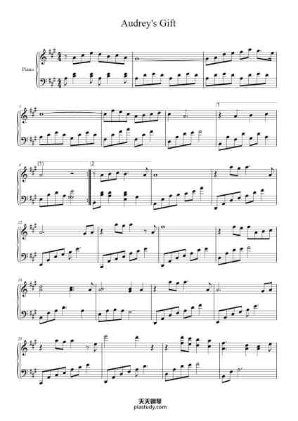 “Audrey's Gift”钢琴谱-Michael W. Smith
Notated by Deanna Ang-免费下载-天天钢琴