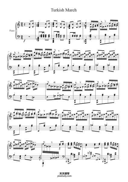 “Rondo Alla Turca from Piano Sonata No. 11 in A Major, K. 331”钢琴谱-W.A. Mozart-免费下载-天天钢琴