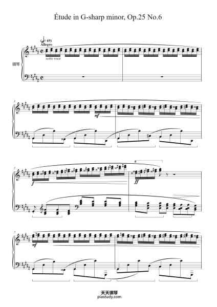 “Étude in G-sharp minor, Op. 25 No. 6 "Thirds"”钢琴谱-Frédéric Chopin-免费下载-天天钢琴