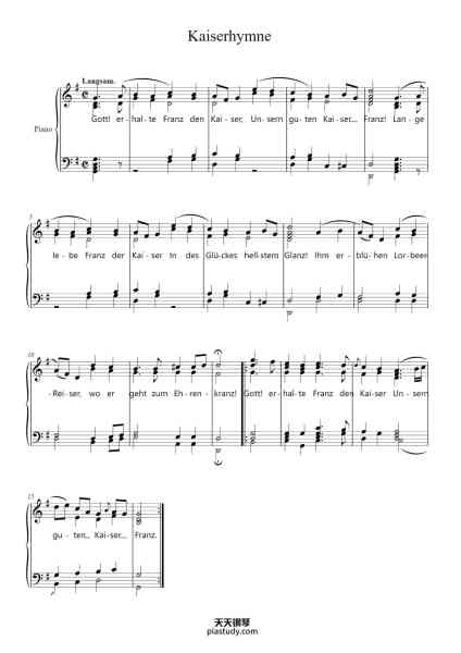 “Kaiserhymne / Kaiserlied Hob. XXVIa:43”钢琴谱-Joseph Haydn (1732–1809)-免费下载-天天钢琴