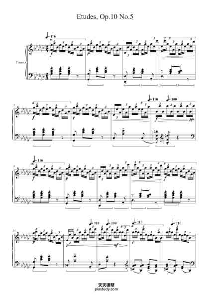 “Etudes, Op. 10 No. 5 in G-Flat Major”钢琴谱-Frédéric Chopin-免费下载-天天钢琴