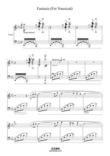 “Fantasia (For Nausicaä)”钢琴谱-Joe Hisaishi (久石譲)-免费下载-天天钢琴
