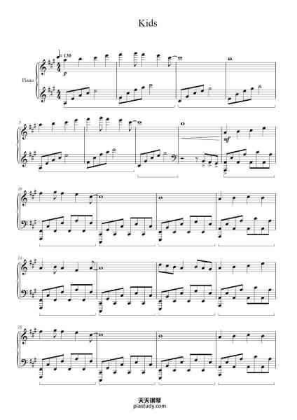 “Kids”钢琴谱-Arr. Daniel Jones-免费下载-天天钢琴