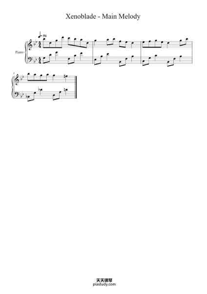 “Xenoblade - Main Melody”钢琴谱-Yoko Shimomura-免费下载-天天钢琴