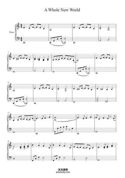 “A Whole New World”钢琴谱-adaptação Thatá-免费下载-天天钢琴