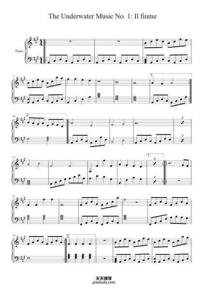 “The Underwater Music No. 1: Il fiume”钢琴谱-Georbing-免费下载-天天钢琴