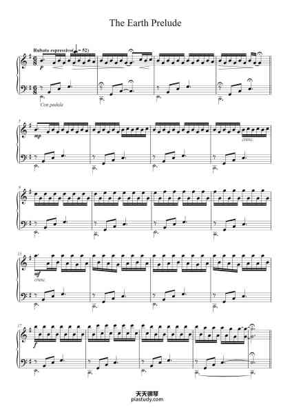 “The Earth Prelude”钢琴谱-Music by Ludovico Einaudi-免费下载-天天钢琴