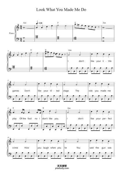 “Look What You Made Me Do”钢琴谱-Taylor Swift-免费下载-天天钢琴